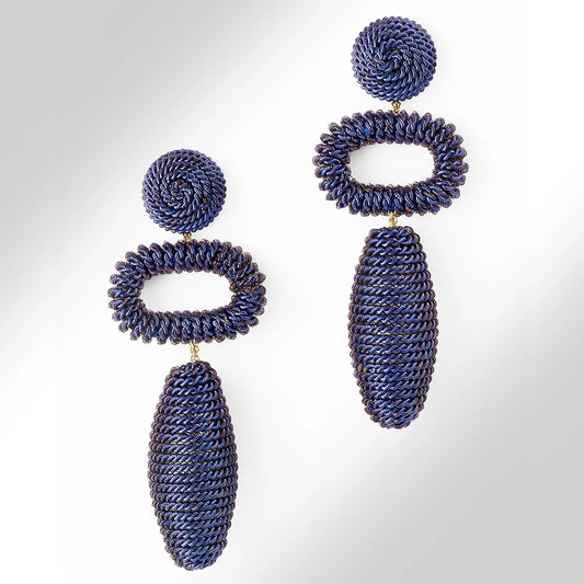 Fontana Geometric Drop Earrings - Navy