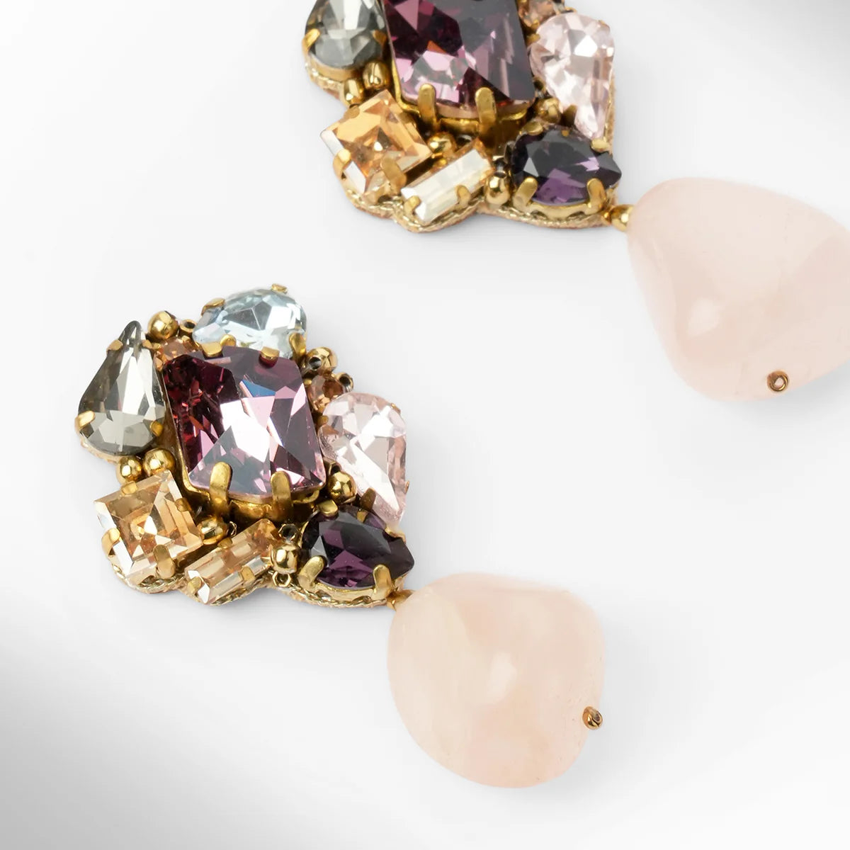 Kidar Crystal Cluster Drop Earrings - Pink