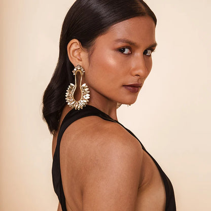 Nior Crystal-Embellished Drop Earrings - Gold