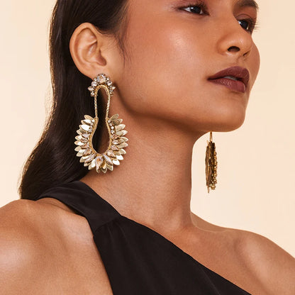 Nior Crystal-Embellished Drop Earrings - Gold