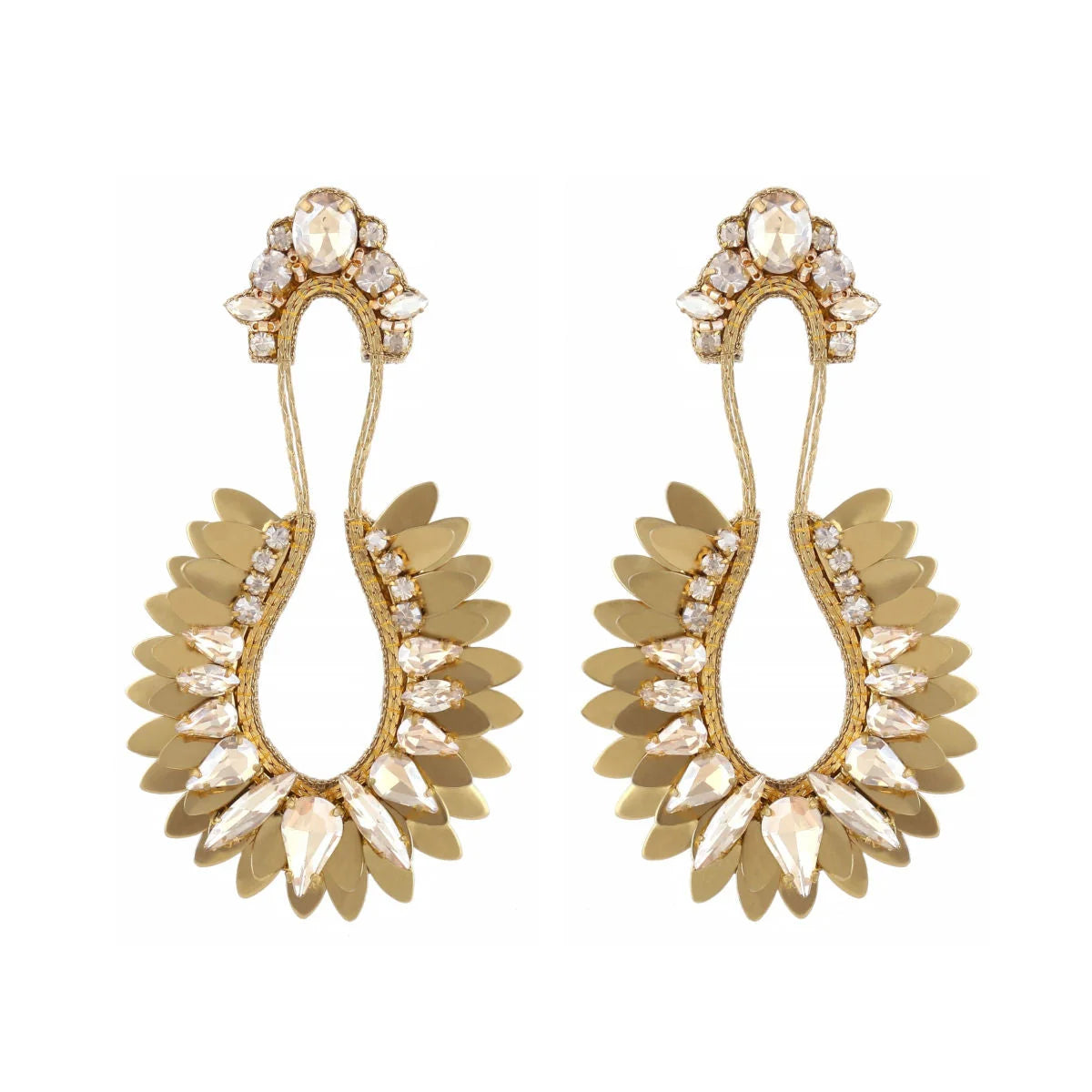 Nior Crystal-Embellished Drop Earrings - Gold