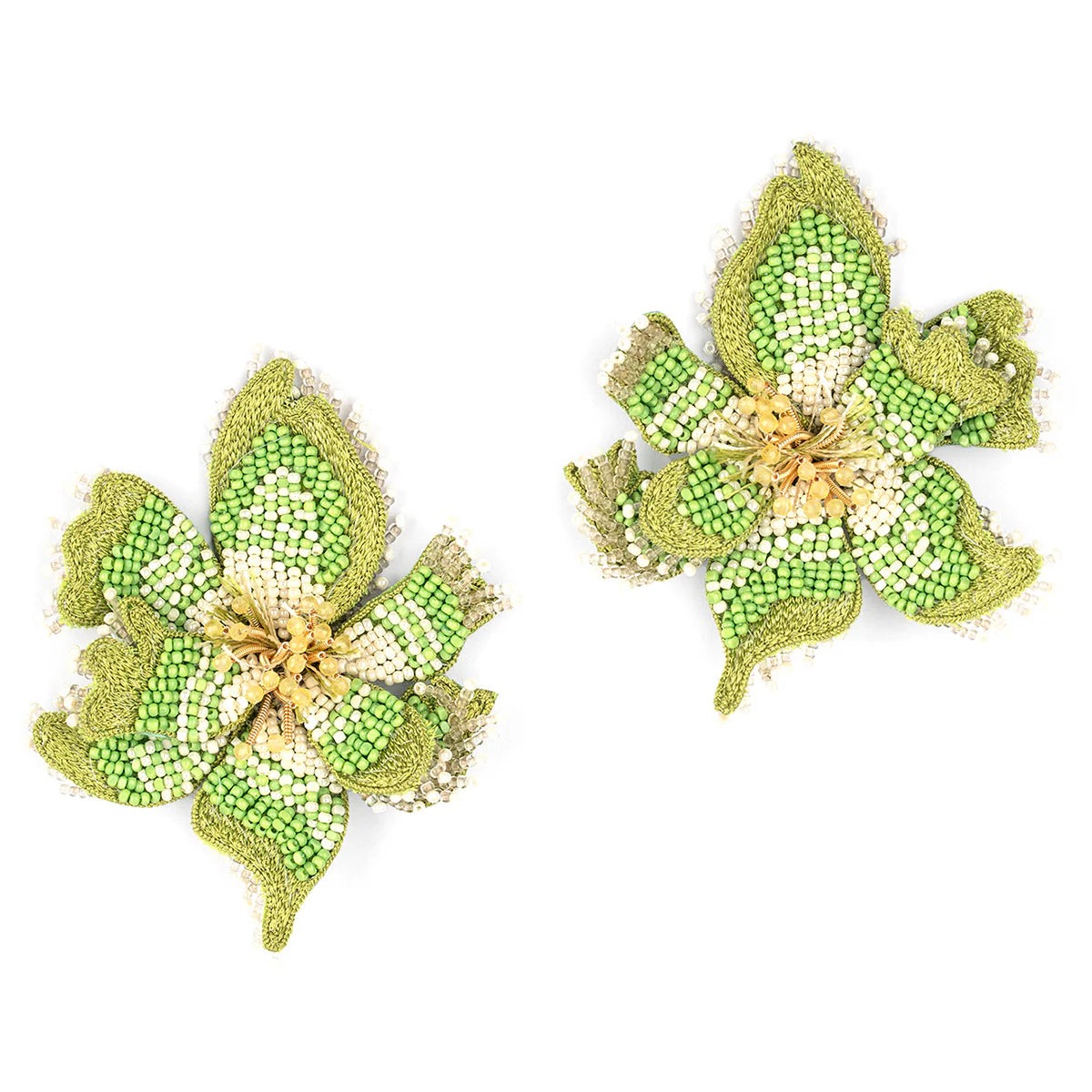 Azealia Floral Stud Earrings - Green