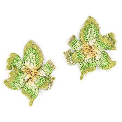 Azealia Floral Stud Earrings - Green