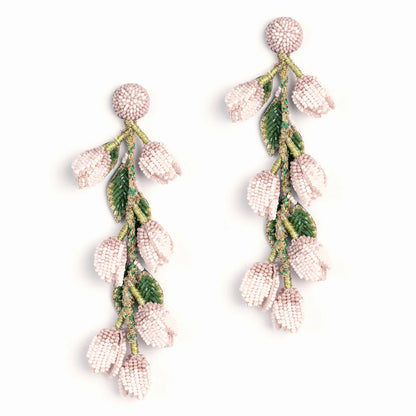 Madelief Bud Cascade Earrings - Baby Pink
