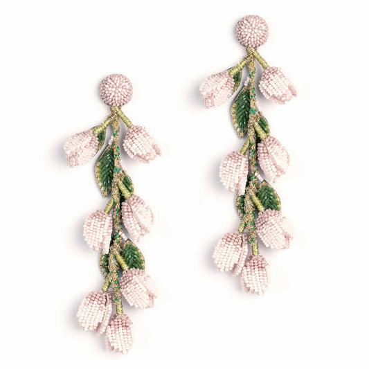 Madelief Bud Cascade Earrings - Baby Pink