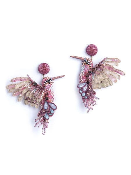 Hummingbird Beaded Earrings - Fuchsia