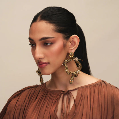 Narcissa Snake Hoop Earrings - Gold