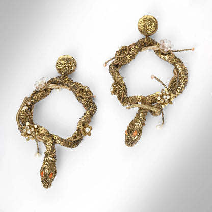 Narcissa Snake Hoop Earrings - Gold