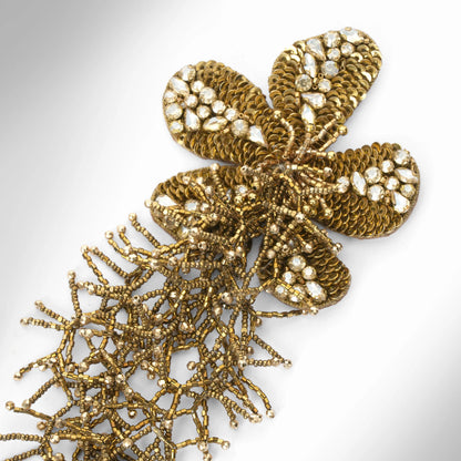 Khilna Floral Shoulder Duster Earrings - Gold