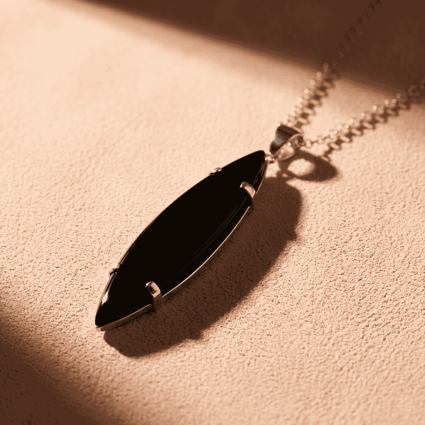 Feather Onyx Pendant Necklace