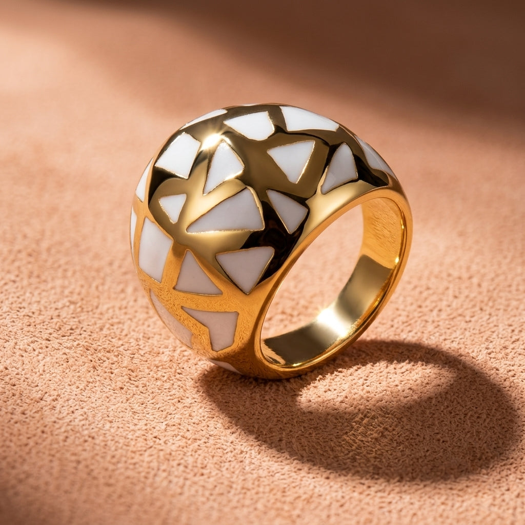 Les Racines Ceramic Ring - White & Gold