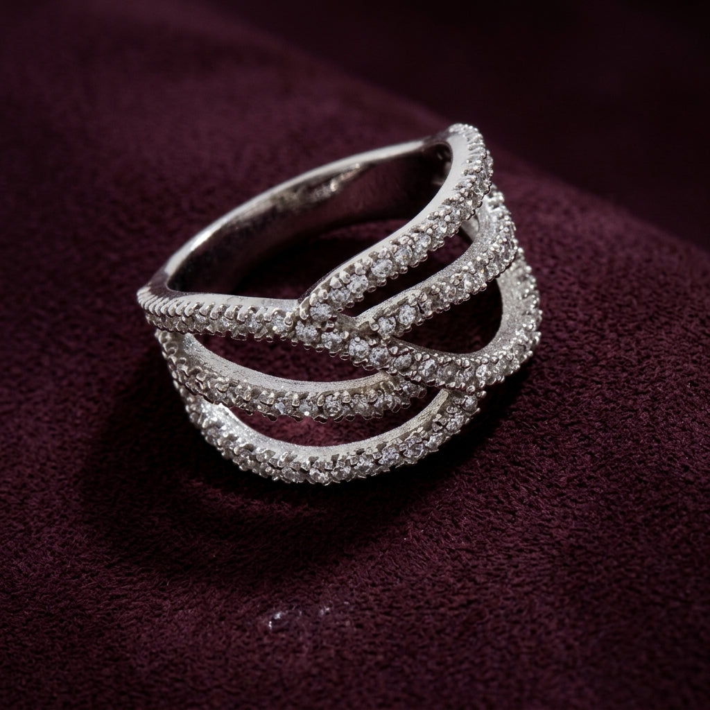 Luxe Silver & White Crystal Ring