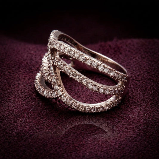 Luxe Silver & White Crystal Ring