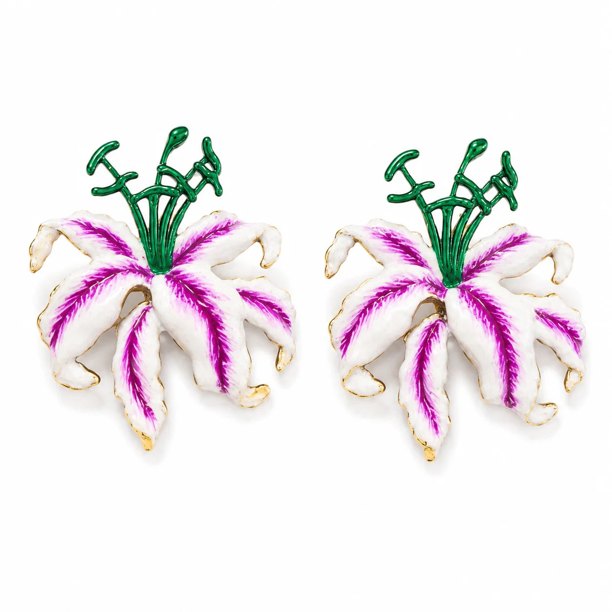 Hibiscus Hand-Painted Floral Earrings - Tropical Pearl