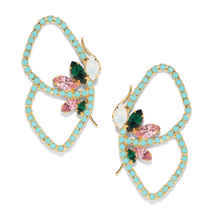 Flight Butterfly Wing Rhinestone Earrings