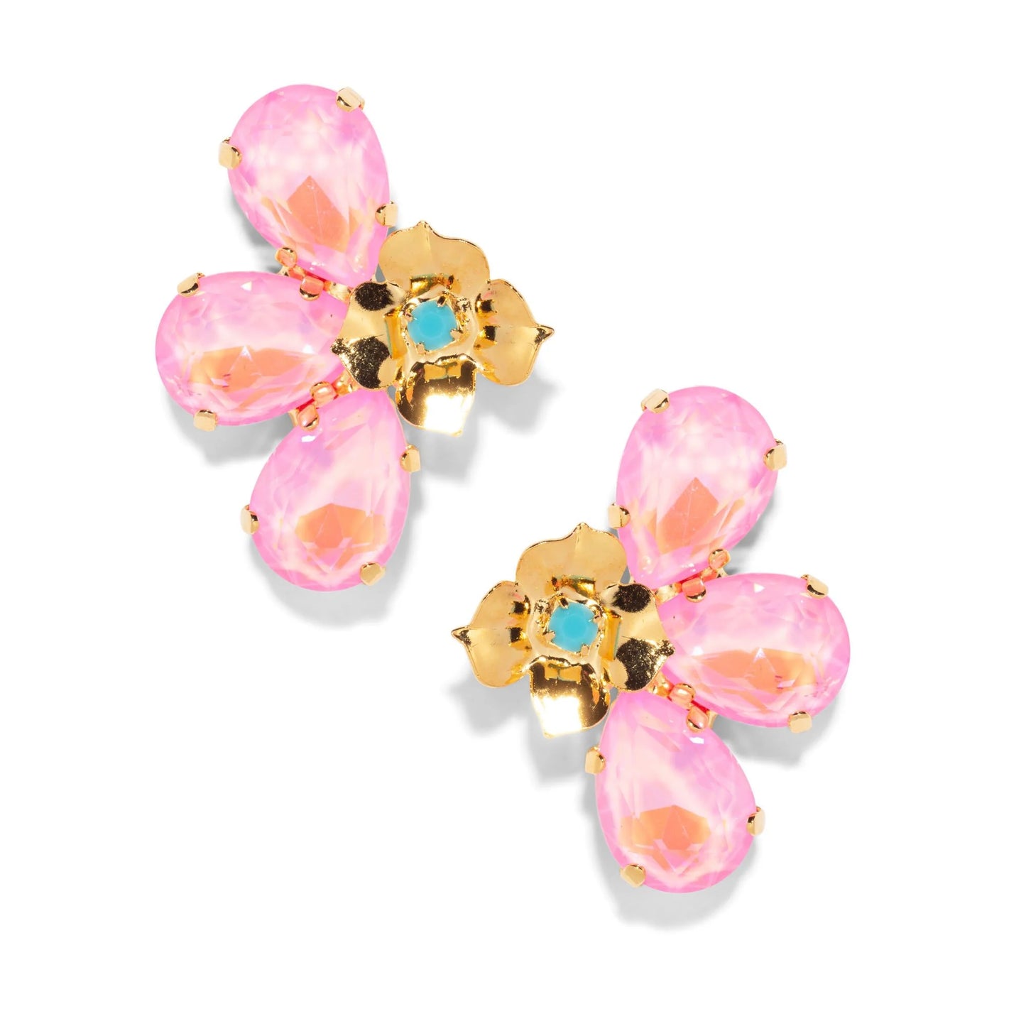 Marigold Crystal Floral Stud Earrings - Bubblegum
