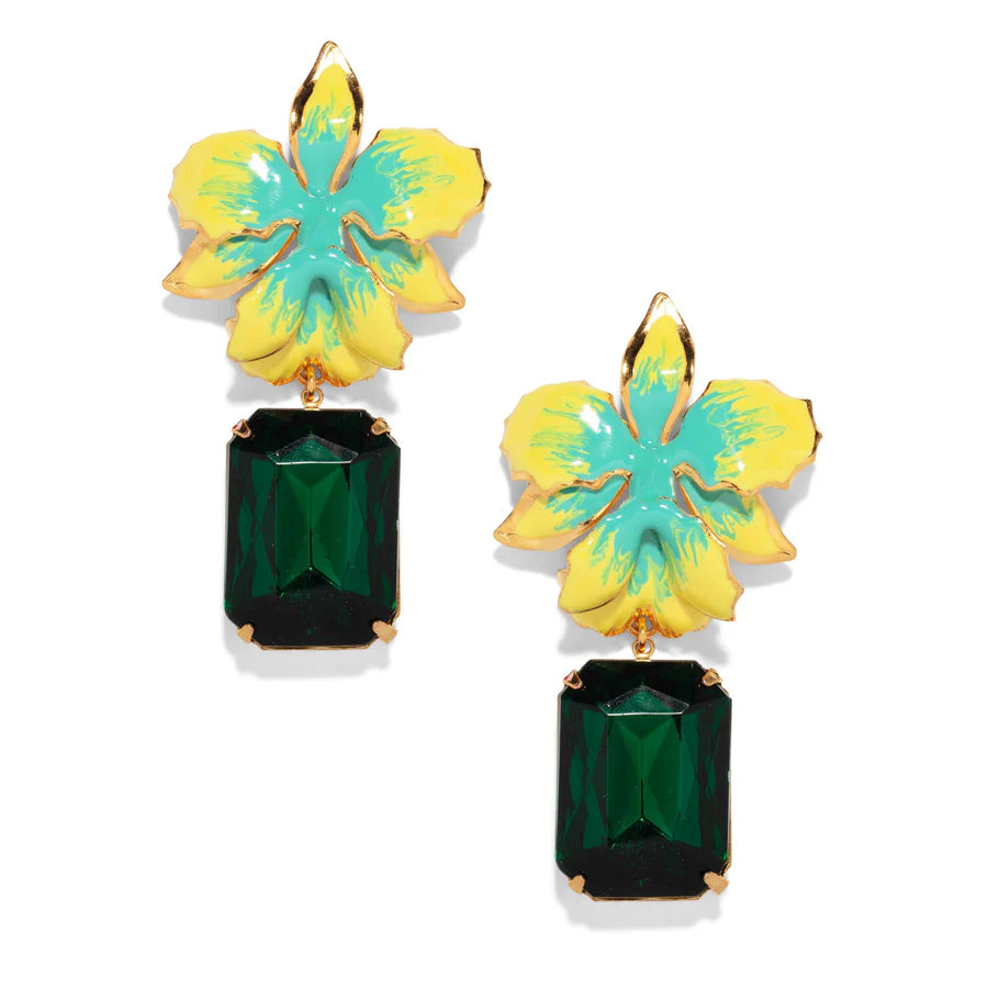 Vanilla Orchid Jeweled Drop Earrings - Jungle
