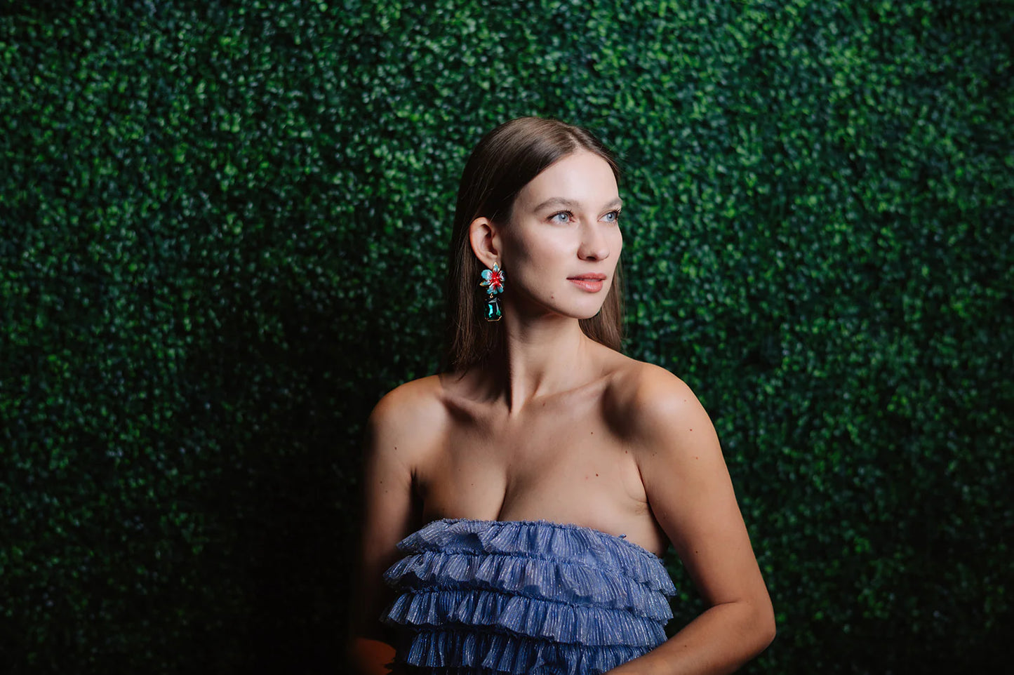 Vanilla Orchid Jeweled Drop Earrings - Turquoise & Green