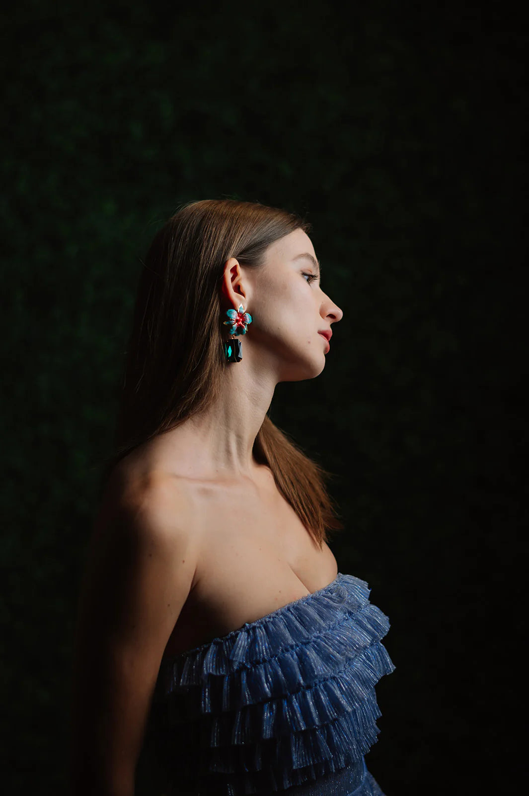 Vanilla Orchid Jeweled Drop Earrings - Turquoise & Green