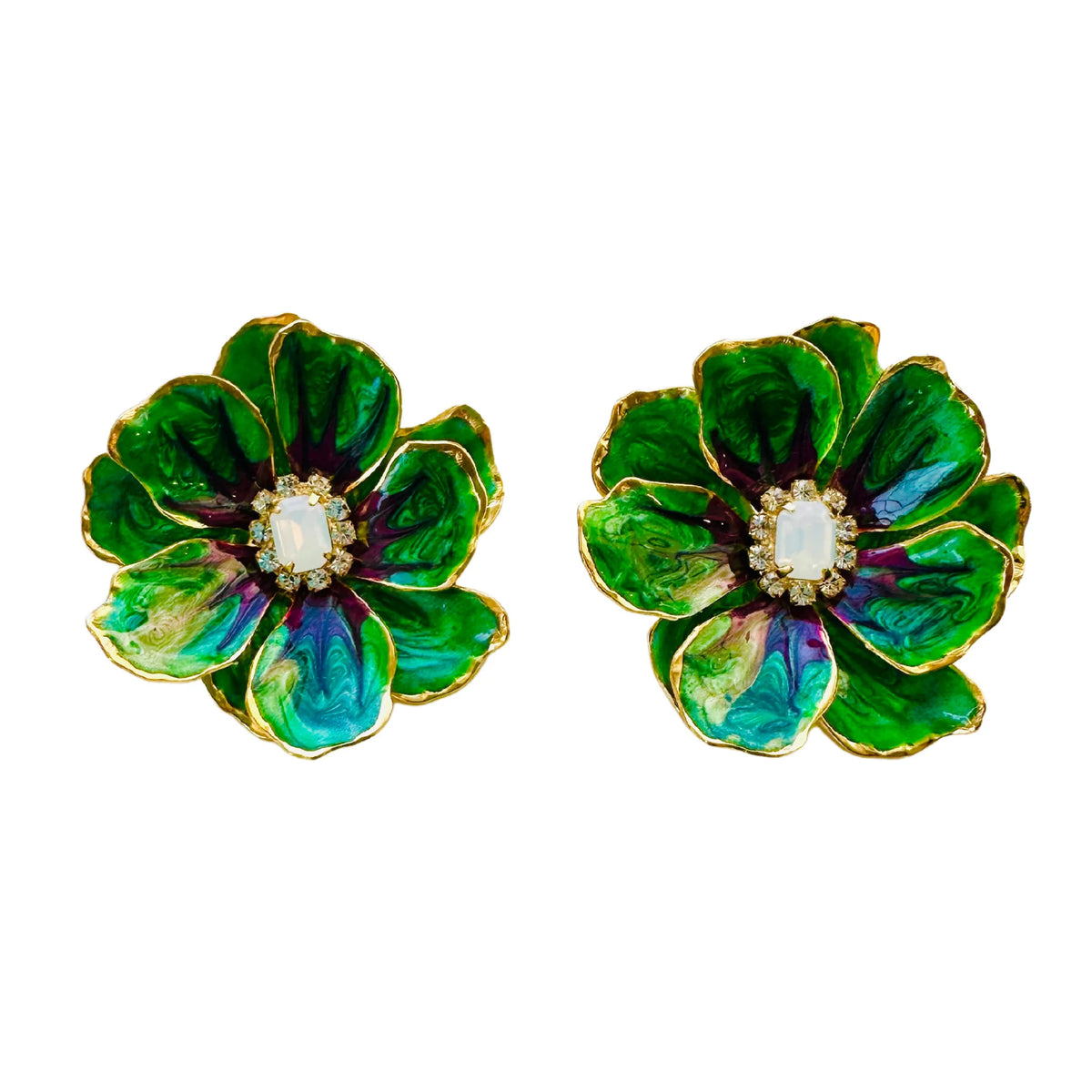 Jewel Box Floral Earrings - Jade