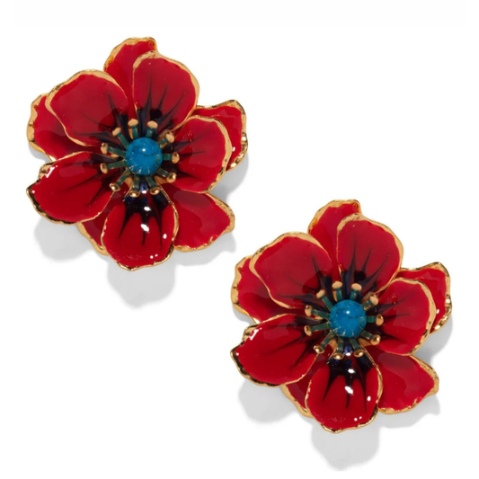 Jewel Box Floral Earrings - Ruby Red