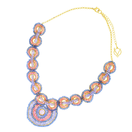 Coco Beaded Maxi Bib Necklace - Pink & Blue