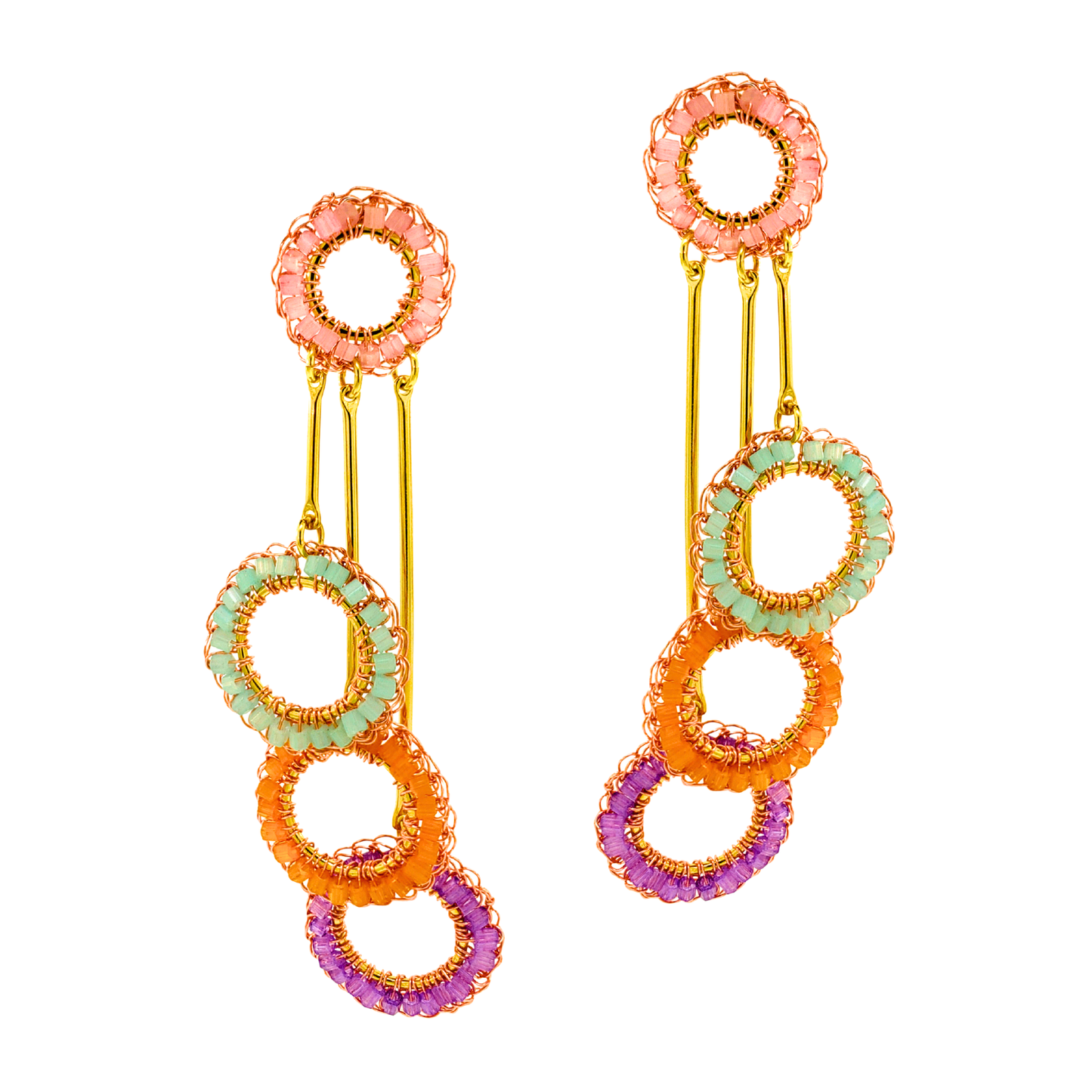 Nora Triple Beaded Circle Drop Earrings