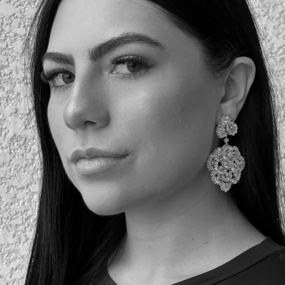 Poppy Beaded Floral Drop Earrings - Aqua