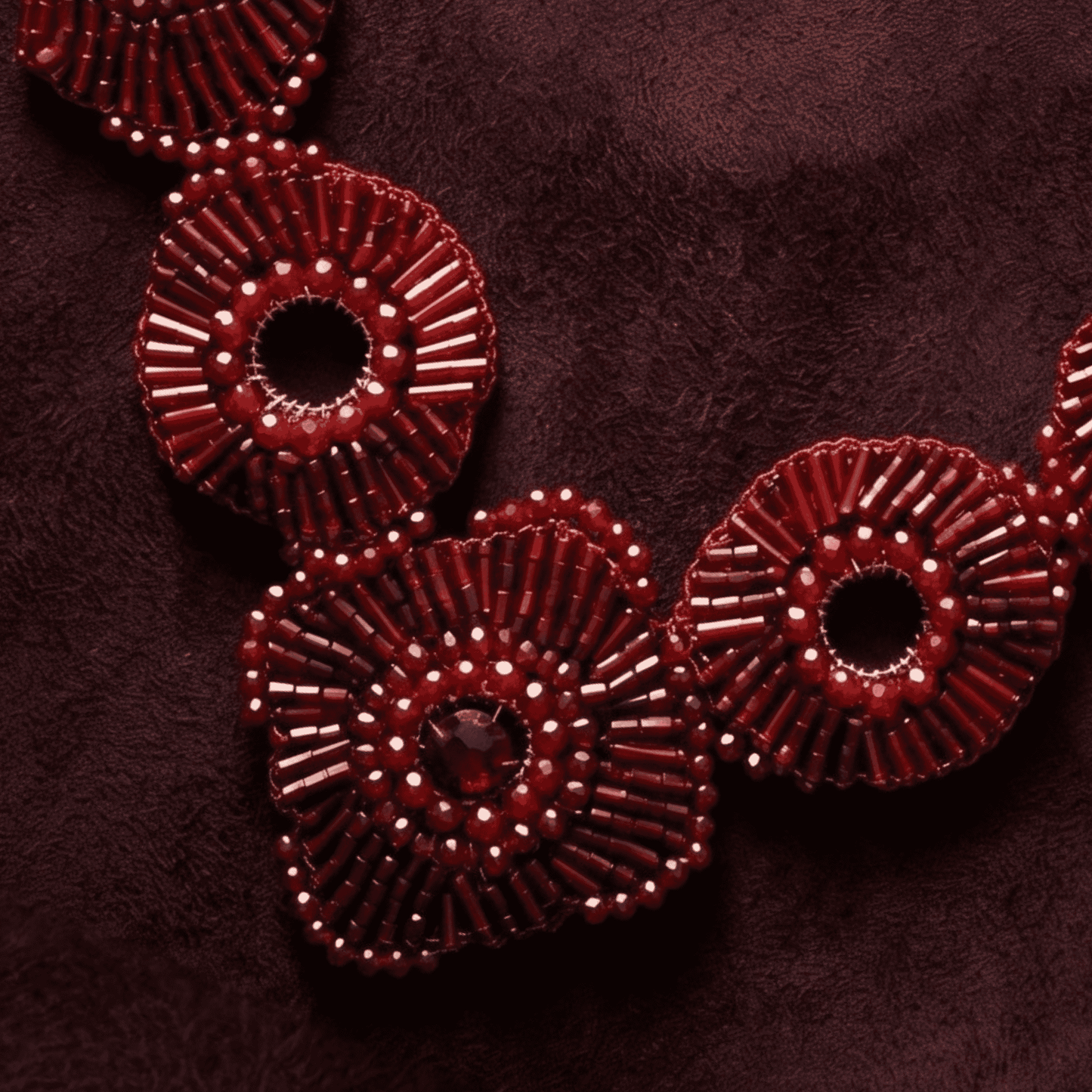 Chess Beaded Necklace - Cherry Red
