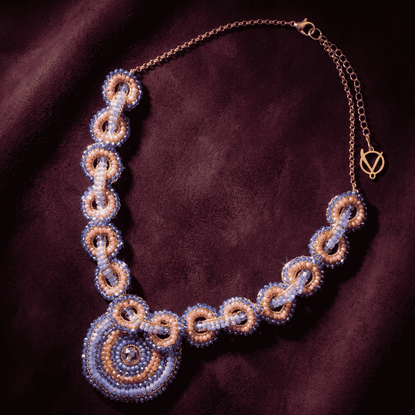 Coco Beaded Maxi Bib Necklace - Pink & Blue
