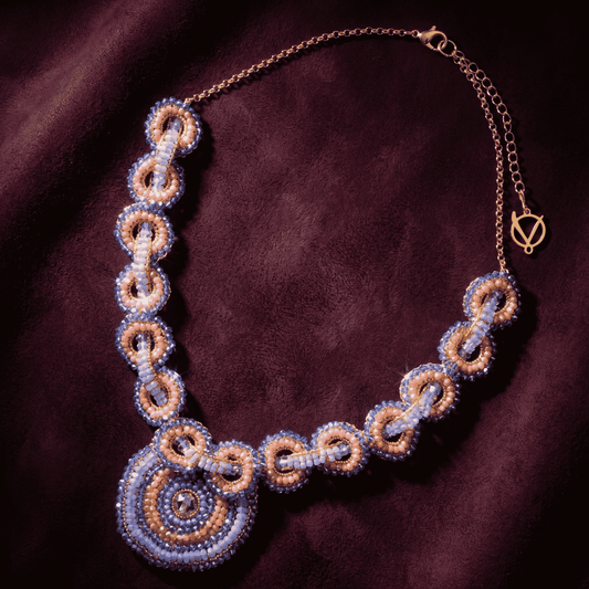 Coco Beaded Maxi Bib Necklace - Pink & Blue