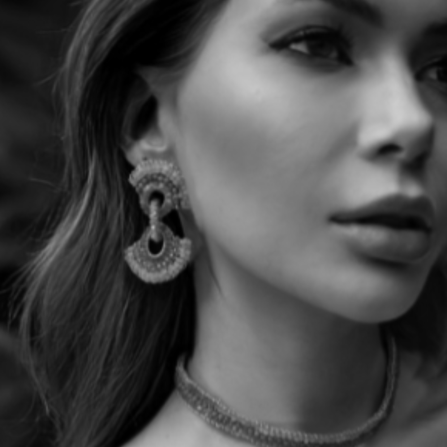Hannah Beaded Drop Earrings - White & Silver