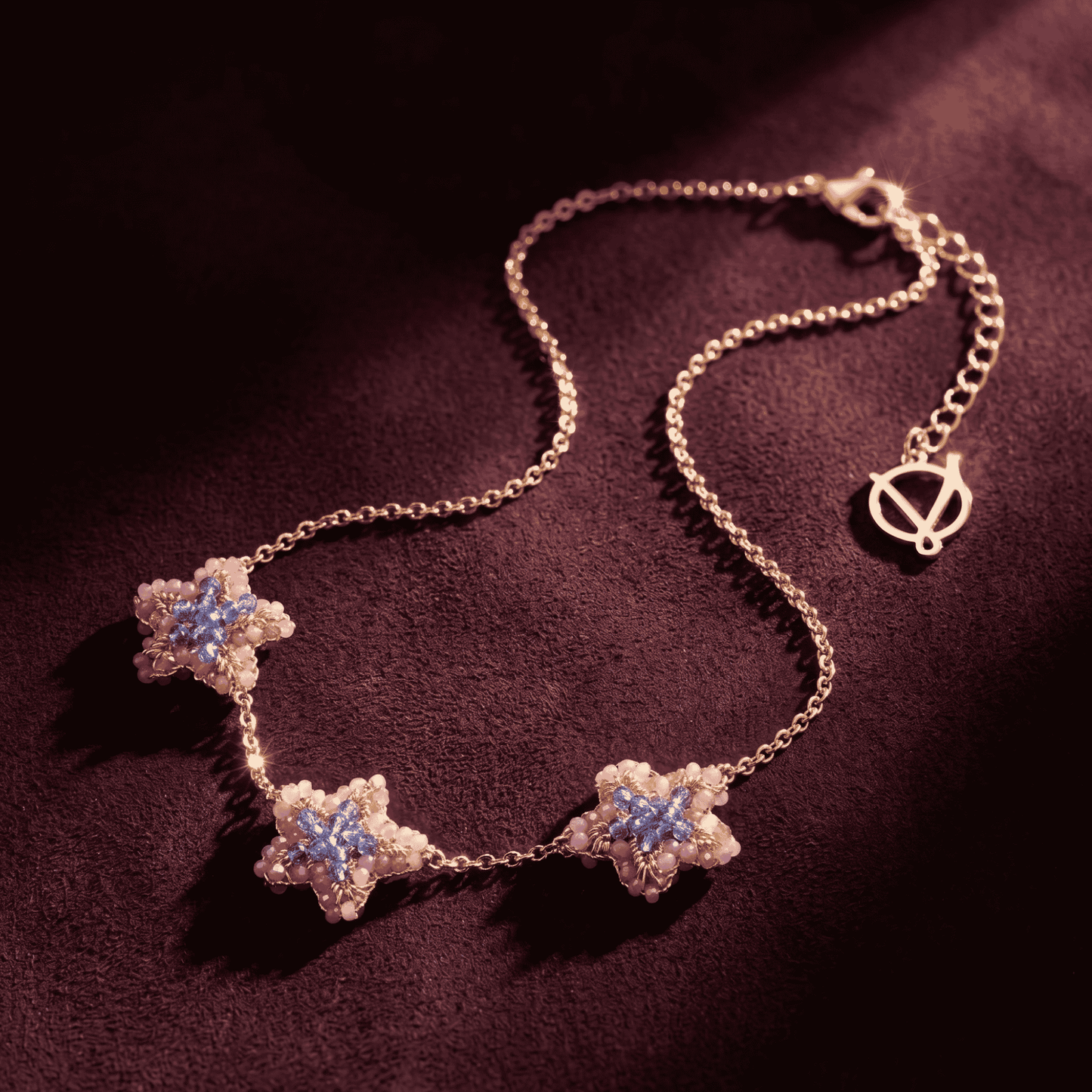 Sea Star Trio Necklace - Pink & Blue
