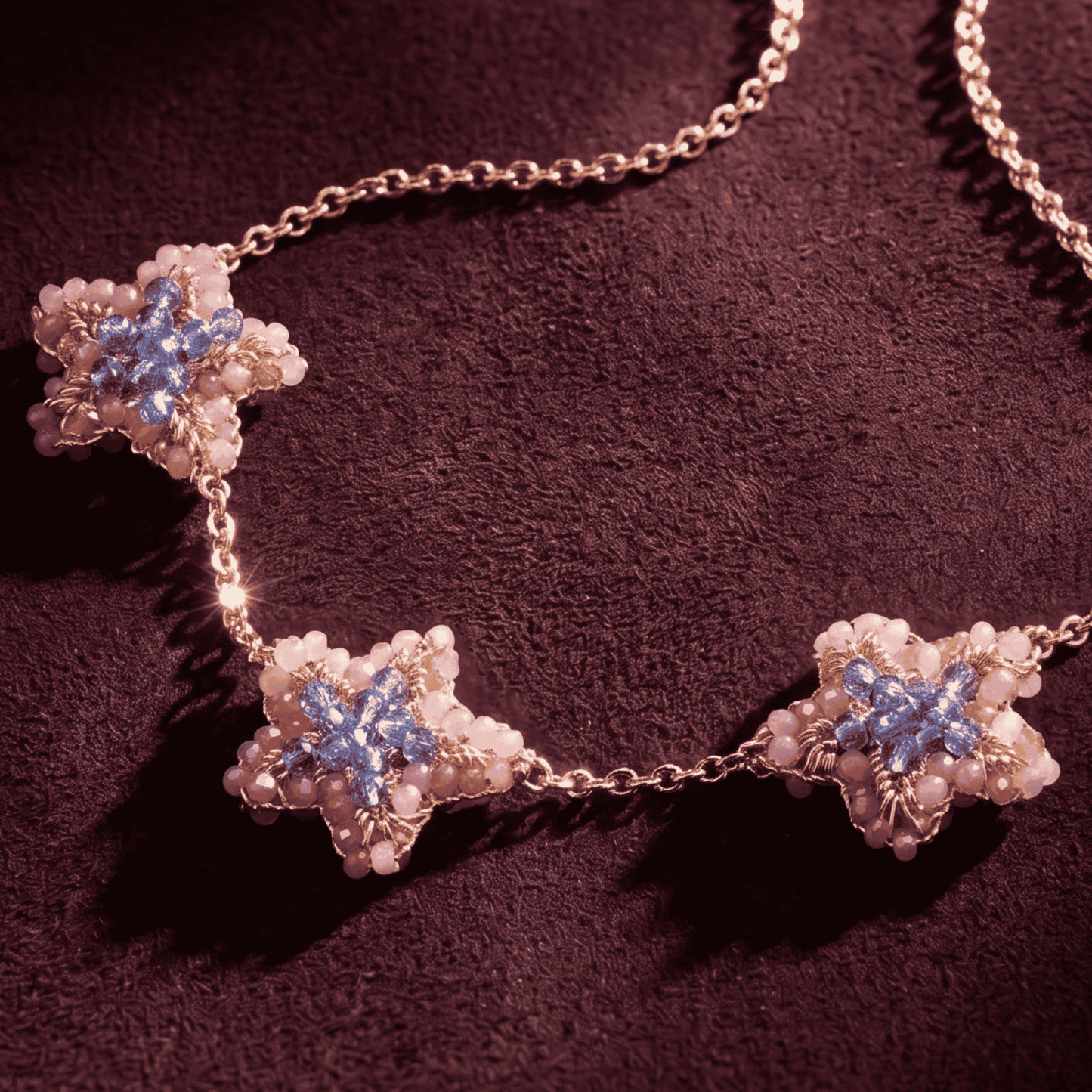 Sea Star Trio Necklace - Pink & Blue
