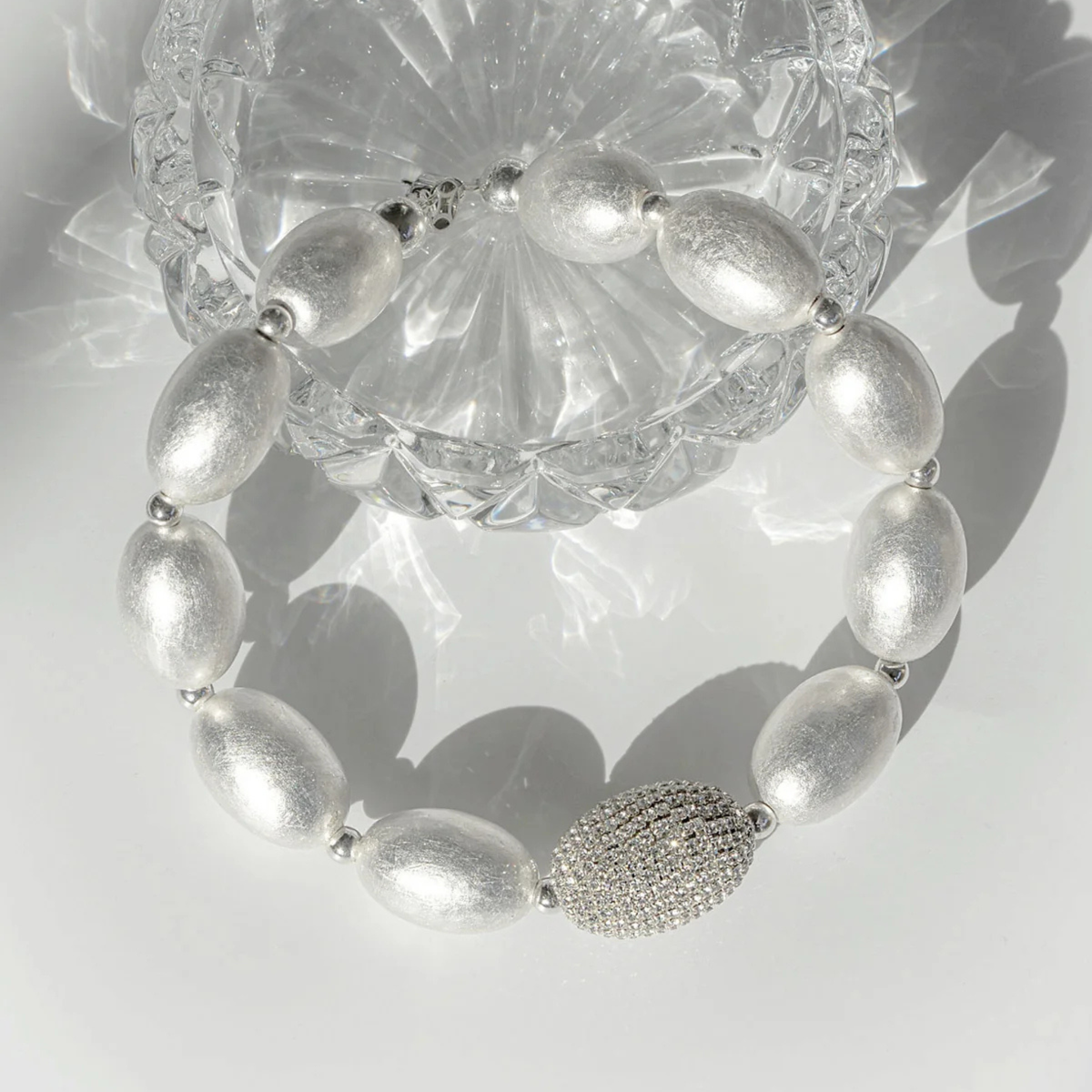 Cherie Beaded Necklace - Silver Sheer
