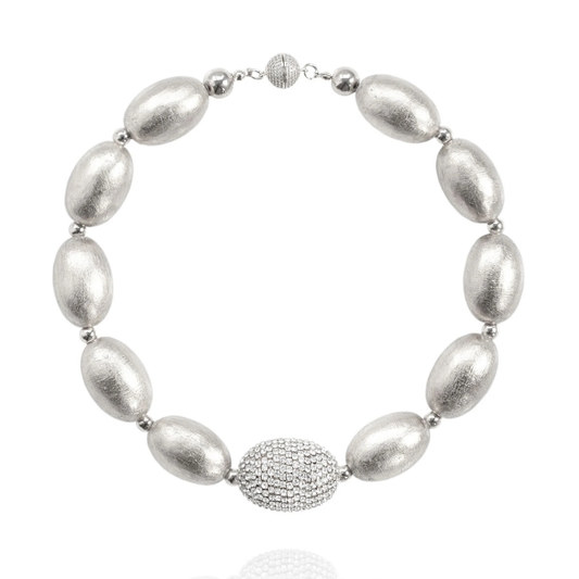 Cherie Beaded Necklace - Silver Sheer