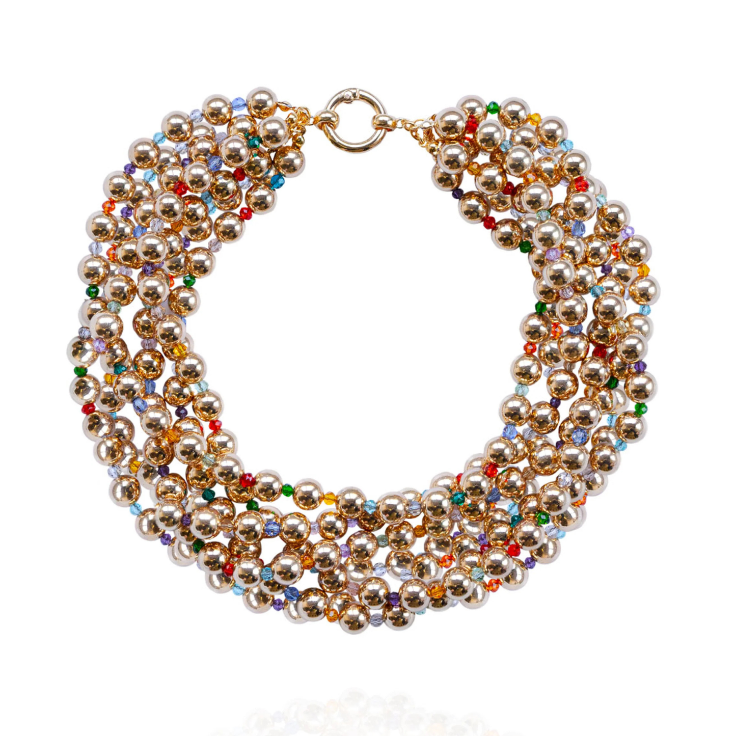 Ilka Multi-Strand Beaded Collar Necklace - Gold Gumdrops