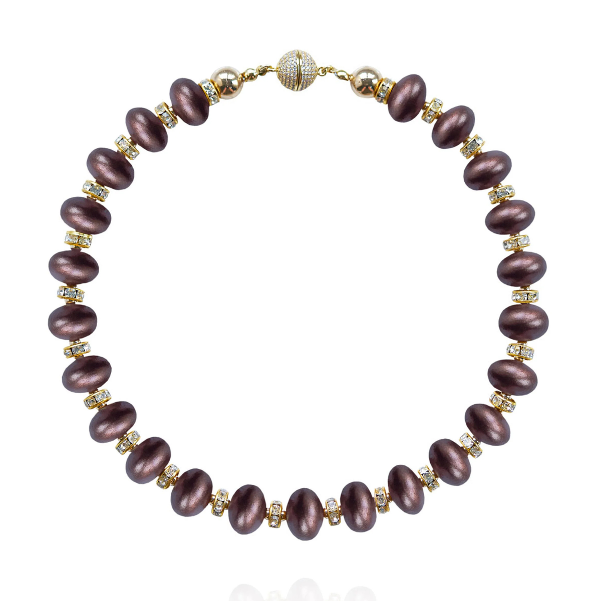 Mika Beaded Collar Necklace - Chocolate Cherry