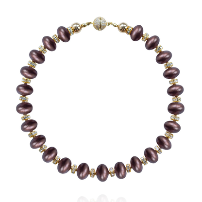 Mika Beaded Collar Necklace - Chocolate Cherry