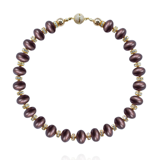 Mika Beaded Collar Necklace - Chocolate Cherry