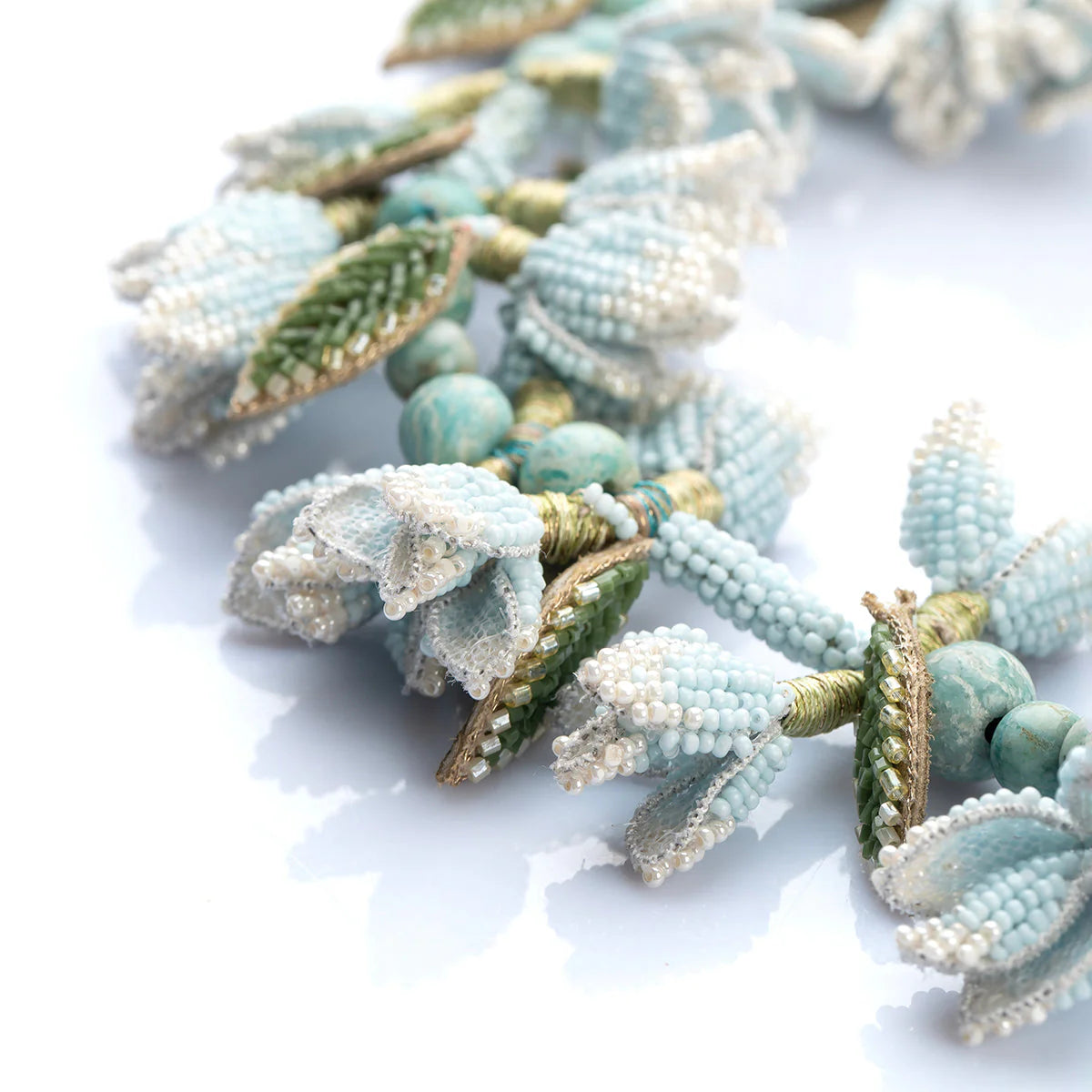 Ivana Floral Collar Necklace - Baby Blue