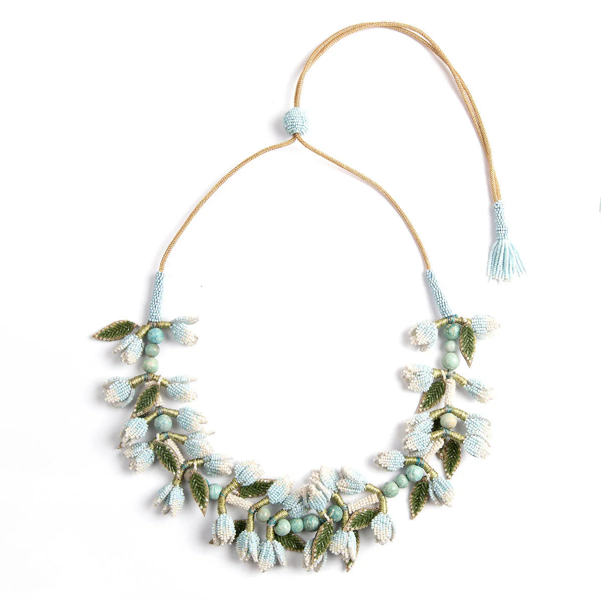Ivana Floral Collar Necklace - Baby Blue