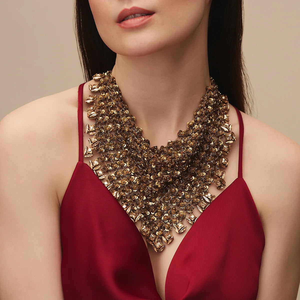 Asmi Gold Rosette Bib Necklace