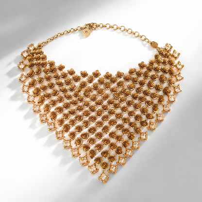 Asmi Gold Rosette Bib Necklace