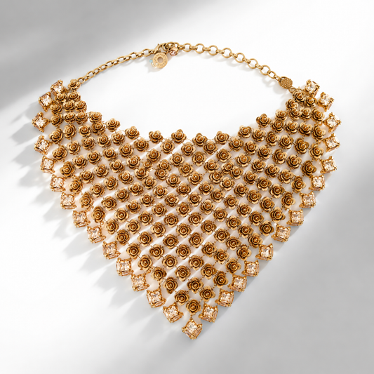 Asmi Gold Rosette Bib Necklace