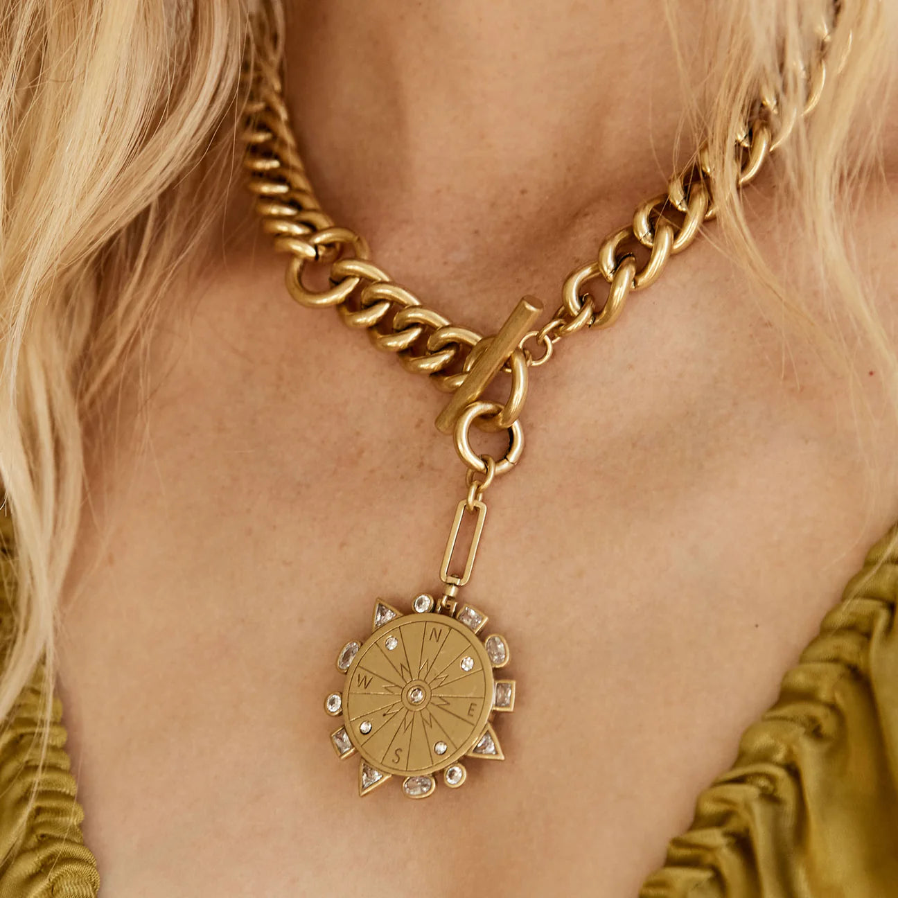 Odyssey Necklace Gold with Baby Blue Stone. 5 of 5.