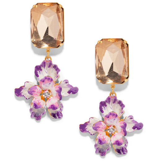 Paris Drop Earrings - Violet & Champagne