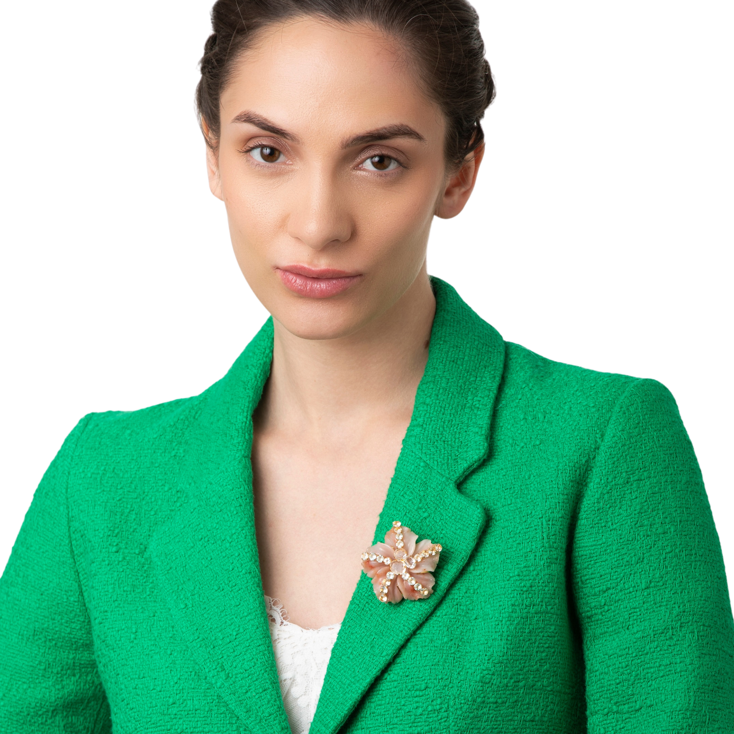 Alondra Floral Brooch - Peach Quartzite