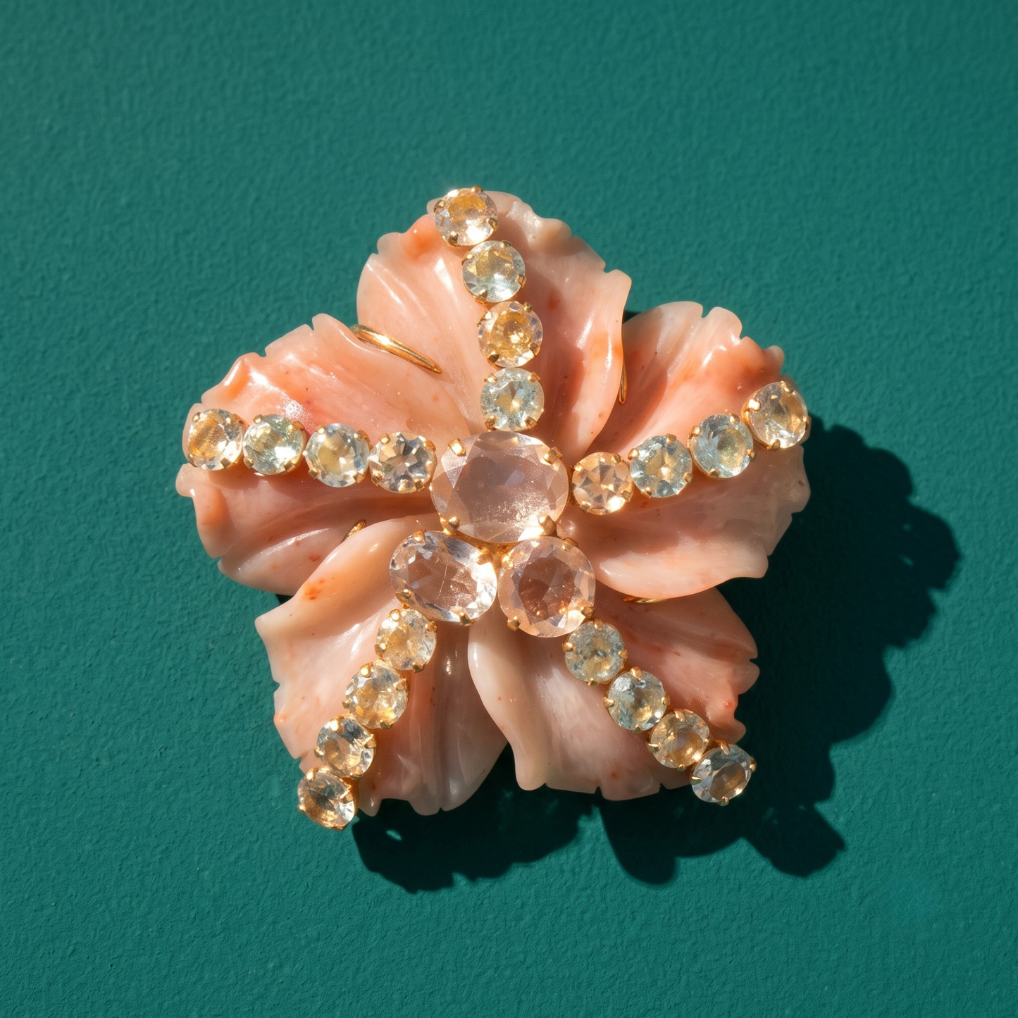 Alondra Floral Brooch - Peach Quartzite