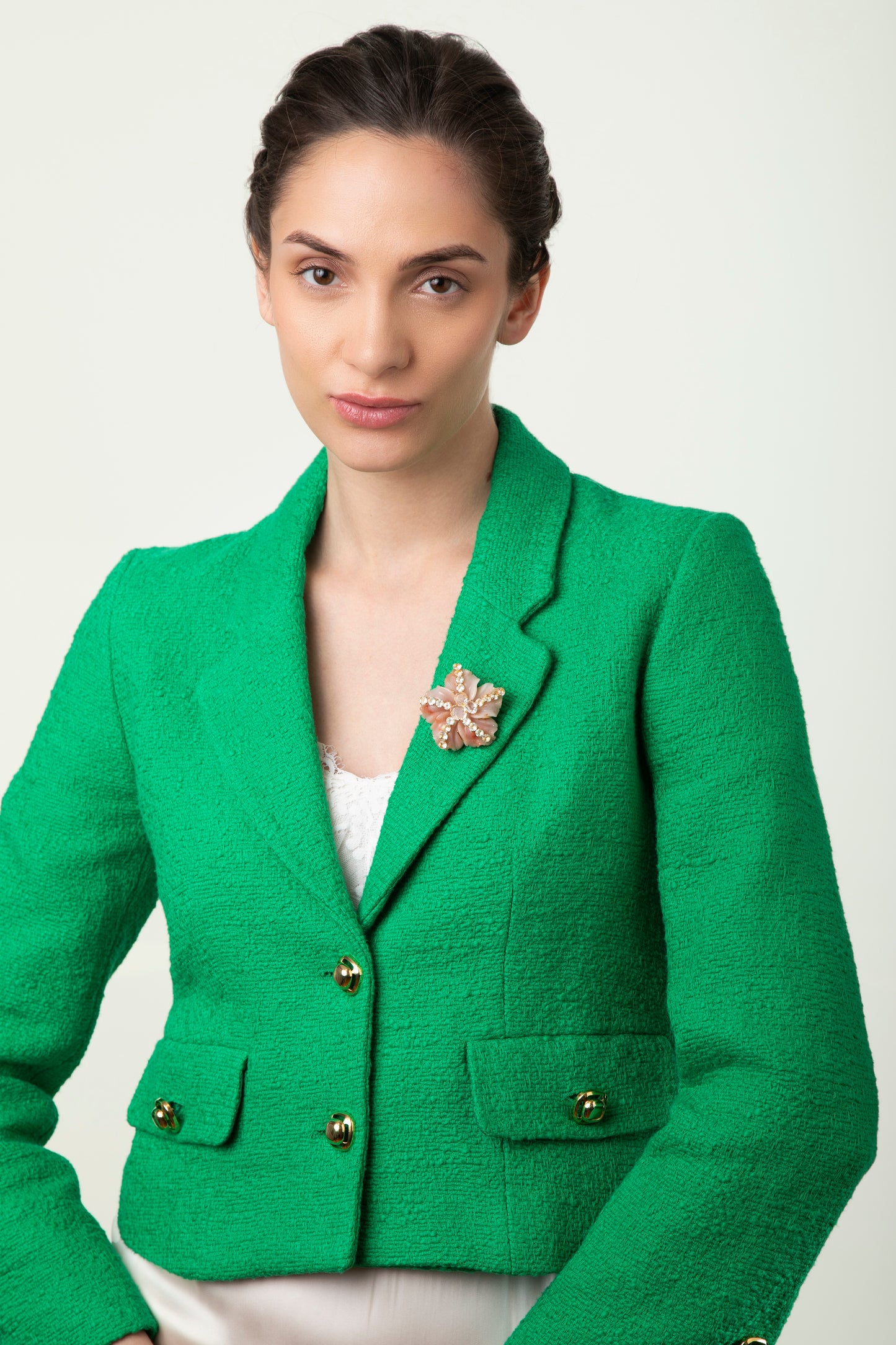 Alondra Floral Brooch - Peach Quartzite